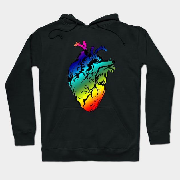 Heart Human Anatomy raimbow prideshirt Hoodie by Collagedream